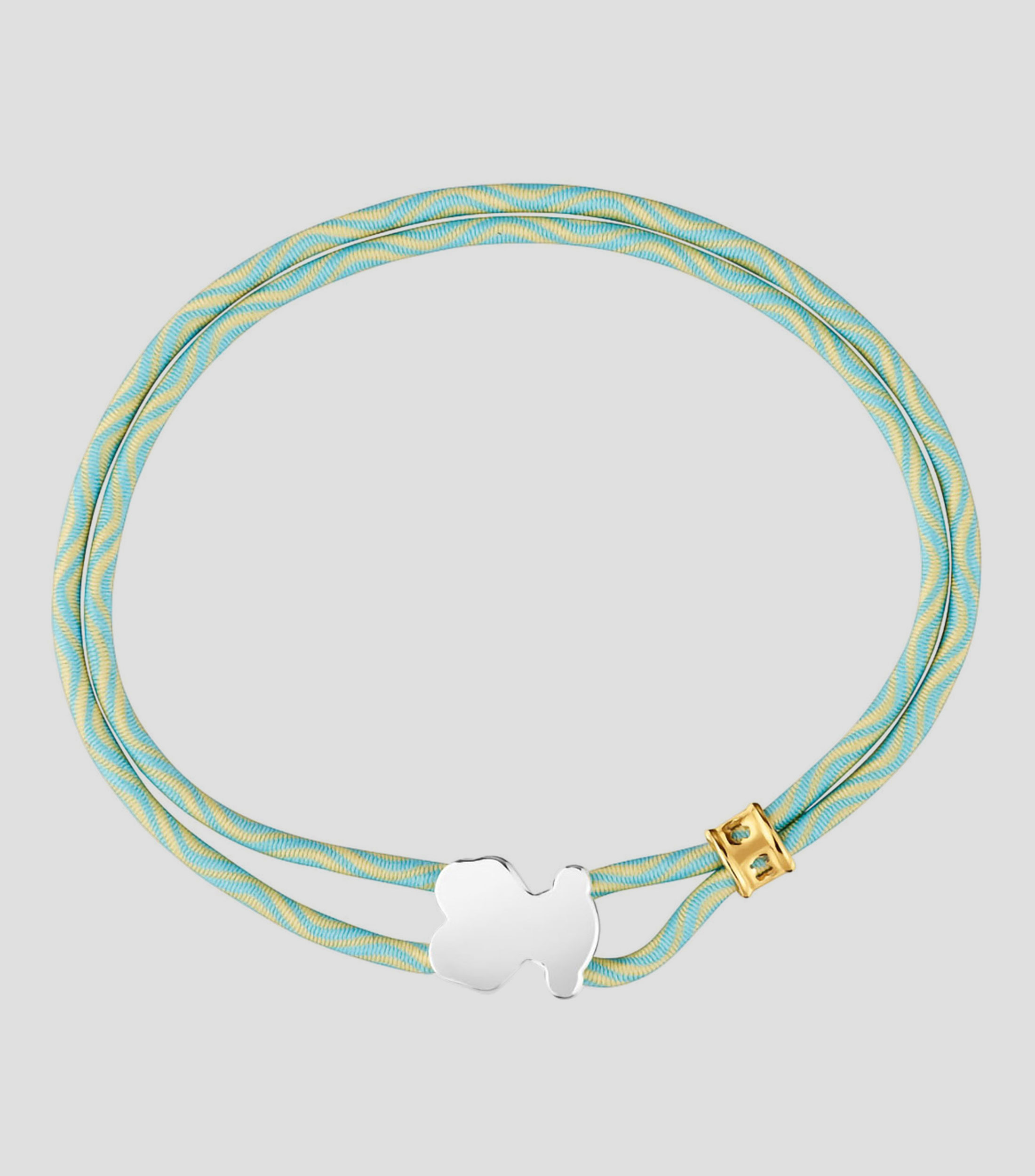 Pulsera elástica en plata con oso Mujer